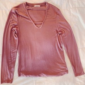 mock neck mauve top